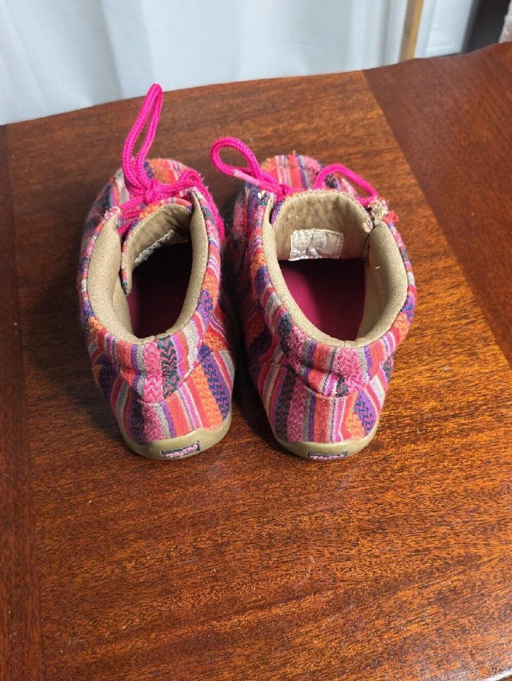 Kids Pink Multi-Stripe Canvas Moccasin Shoes